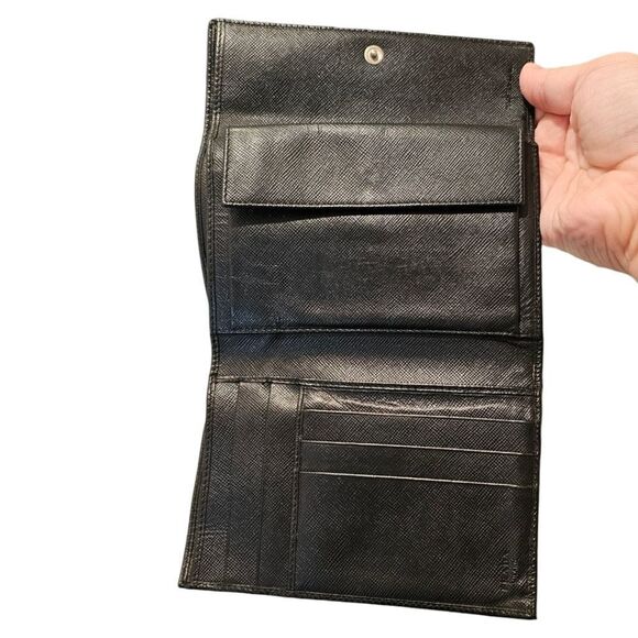 Prada Black Saffiano Leather Trifold Wallet - Picture 6 of 16